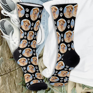 Golden Retriever Pet Photo Paw Prints Dog Lover Socks