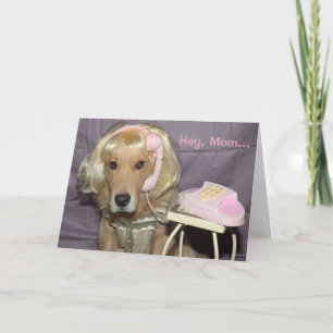 Golden Retriever Phone Call to Mum Mother's Day Card