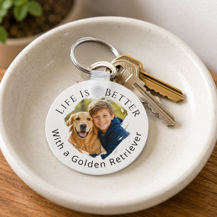 Golden Retriever Photo Life Is Better Key Ring