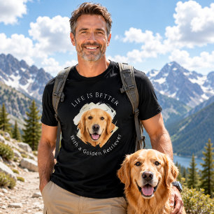 Golden Retriever Photo Life Is Better men black T-Shirt