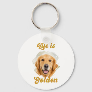 Golden Retriever Photo Life Is Golden Key Ring