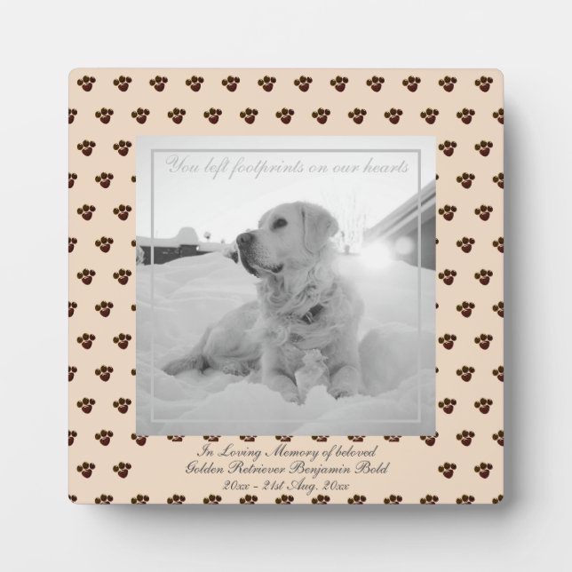 Golden Retriever Photo Name Pet Memorial Keepsake Plaque (Front)