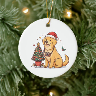 Golden Retriever Photographer Christmas Ceramic Tree Decoration