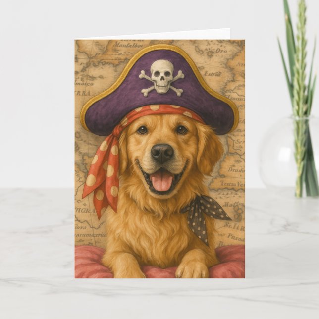Golden Retriever Pirate Card (Front)