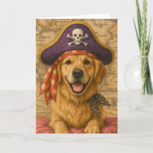 Golden Retriever Pirate Card