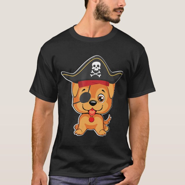 Golden Retriever Pirate Costume Halloween Dog Love T-Shirt (Front)