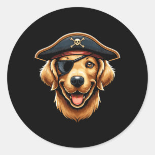 Golden Retriever Pirate Dog Halloween Party Classic Round Sticker