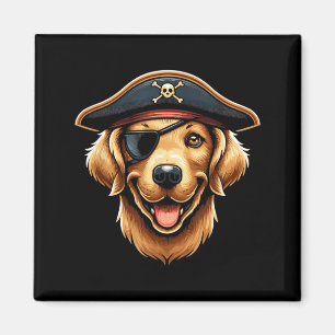 Golden Retriever Pirate Dog Halloween Party Magnet