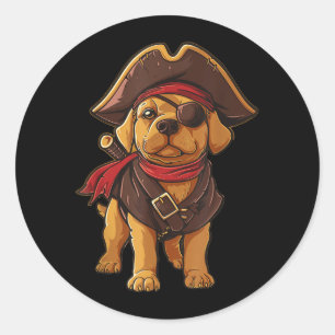 Golden Retriever Pirate Dog Halloween Party Men Classic Round Sticker