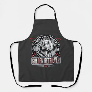 Golden Retriever Plans Dog Badge Design Apron