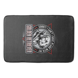 Golden Retriever Plans Dog Badge Design Bath Mat