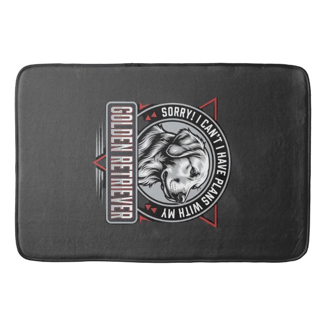 Golden Retriever Plans Dog Badge Design Bath Mat (Front)