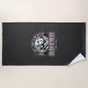 Golden Retriever Plans Dog Badge Design Beach Towel
