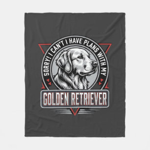 Golden Retriever Plans Dog Badge Design Fleece Blanket