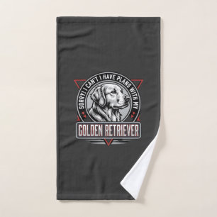 Golden Retriever Plans Dog Badge Design Hand Towel