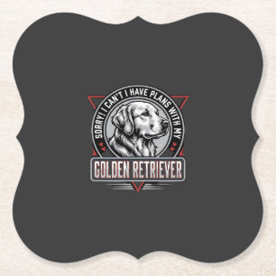 Golden Retriever Plans Dog Badge Design Paper Coaster