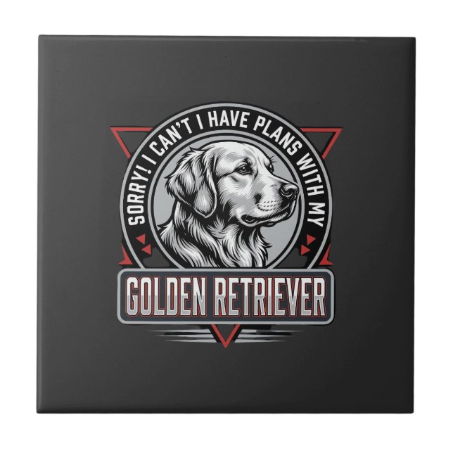 Golden Retriever Plans Dog Badge Design Tile (Front)