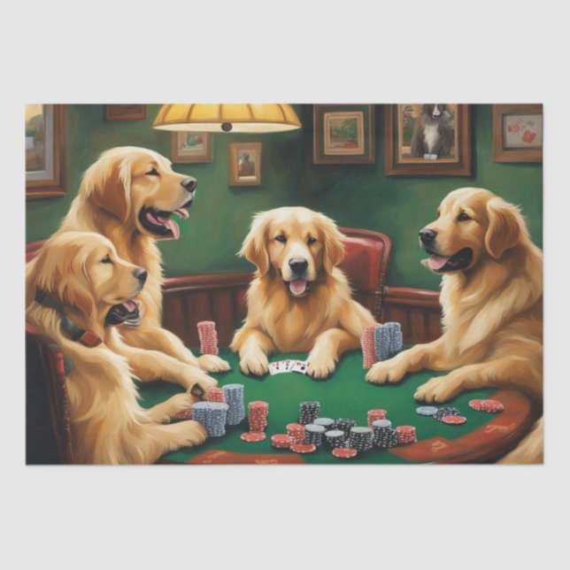 Golden Retriever Poker Party Decoupage Paper (Front)