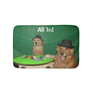 Golden Retriever Poker Pups Bath Mat