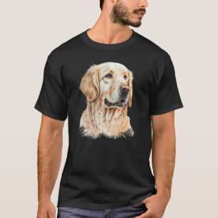 Golden Retriever Portrait Hand Drawn Art Dog Lover T-Shirt