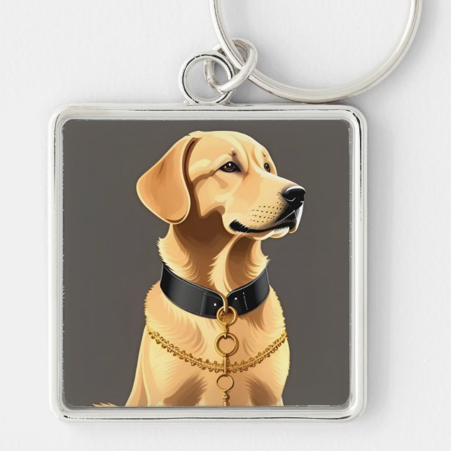 Golden Retriever Portrait  Key Ring (Front)