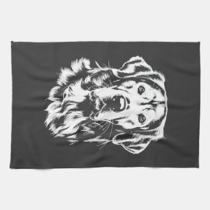 Golden Retriever Portrait Minimalist Apparel Tea Towel