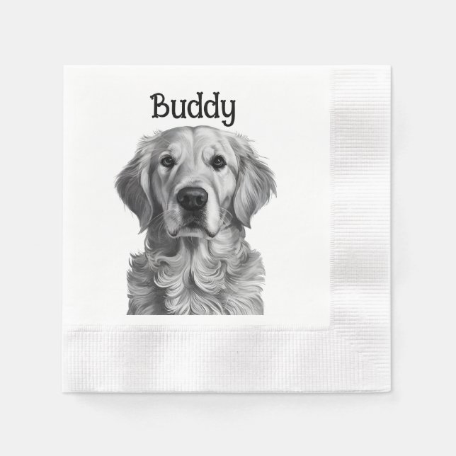 Golden Retriever Portrait Napkin (Front)