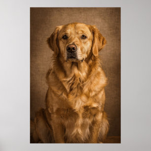 Golden Retriever Portrait with a Thoughtful Gaze Poster