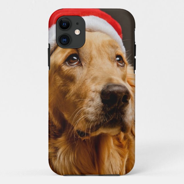 Golden Retriever posing for his Christmas Case-Mate iPhone Case (Back)