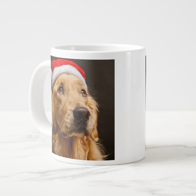 Golden Retriever posing for his Christmas Large Coffee Mug (Front Left)