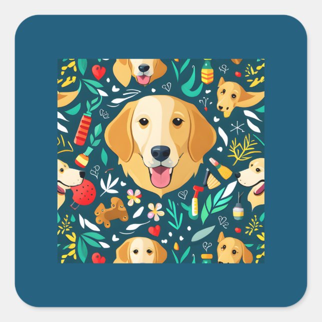Golden Retriever postcard Square Sticker (Front)