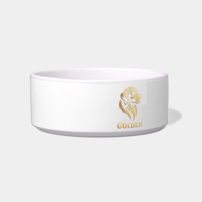 Golden Retriever Premium Gold Design Bowl (Right)