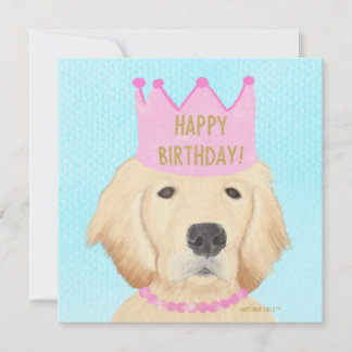 Golden Retriever Princess Birthday Note Card