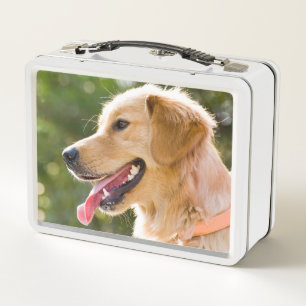 Golden Retriever Profile With Tongue Out Metal Lunch Box