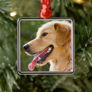 Golden Retriever Profile With Tongue Out Metal Tree Decoration