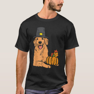 Golden Retriever Pumpkin Leaves Thanksgiving Hallo T-Shirt