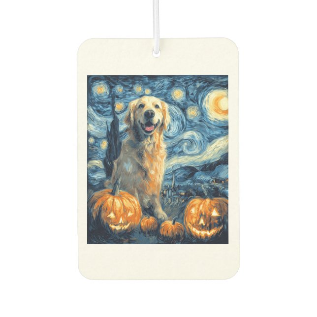Golden Retriever Pumpkin Starry Night Dog Mom Van  Car Air Freshener (Front)