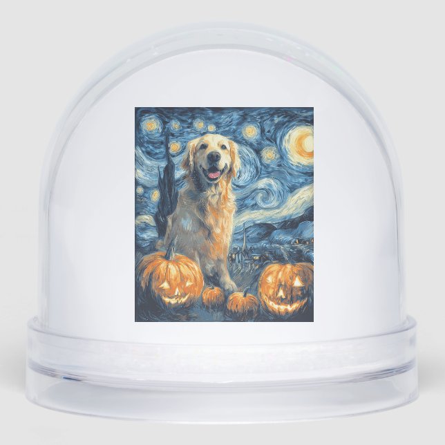 Golden Retriever Pumpkin Starry Night Dog Mom Van  Snowglobe (Front)