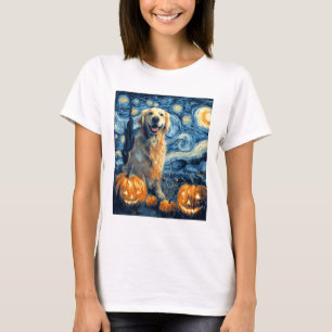 Golden Retriever Pumpkin Starry Night Dog Mom Van  T-Shirt