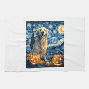 Golden Retriever Pumpkin Starry Night Dog Mom Van  Tea Towel