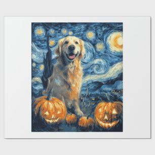 Golden Retriever Pumpkin Starry Night Dog Mom Van Wrapping Paper