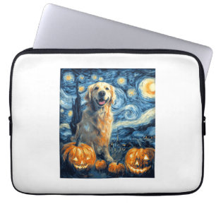 Golden Retriever Pumpkin Starry Night Dog Mum Van Laptop Sleeve