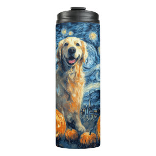 Golden Retriever Pumpkin Starry Night Dog Mum Van Thermal Tumbler
