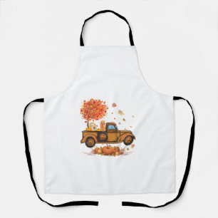 Golden Retriever Pumpkin Truck Autumn Leaf Fall th Apron