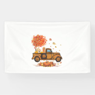 Golden Retriever Pumpkin Truck Autumn Leaf Fall th Banner