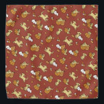 Golden Retriever Pumpkins Pattern Bandana<br><div class="desc">Cute illustrations of golden retrievers and pumpkins create a repeating pattern against a red background. Perfect for those who love cute autumn and not scary Halloween designs.</div>