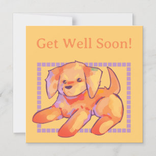 Golden retriever pup, get Well son Magnetic Invitation