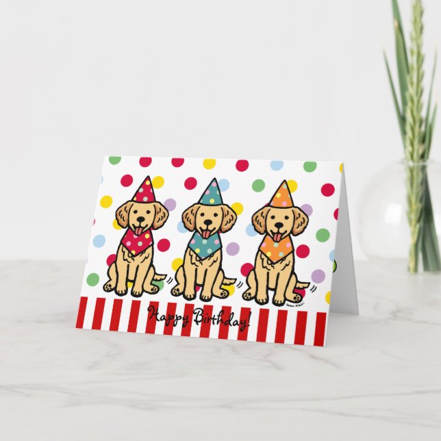 Golden Retriever Puppies Birthday Card (Front)