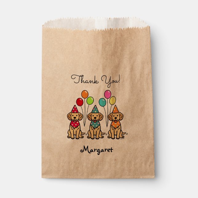 Golden Retriever Puppies Birthday Favour Bags (Front)