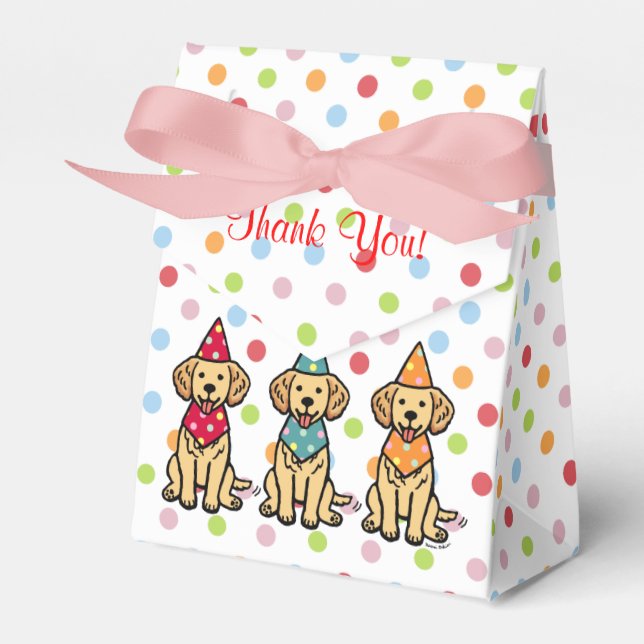 Golden Retriever Puppies Birthday Favour Box (Front Side)